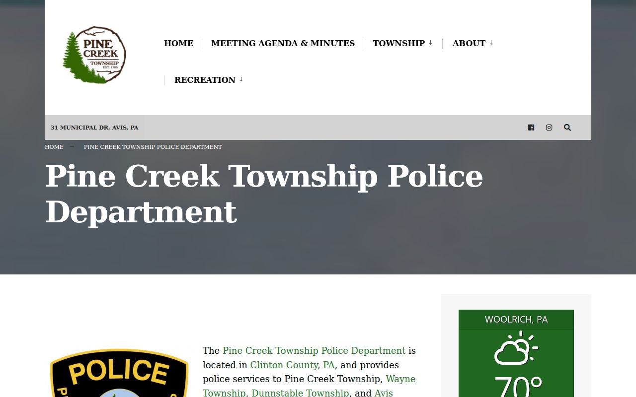 Pine Creek Township Police information for Avis records