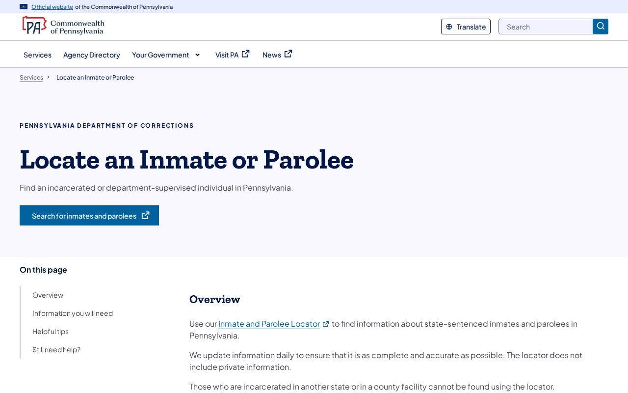 Clinton County arrest lookup using Pennsylvania DOC locator instructions