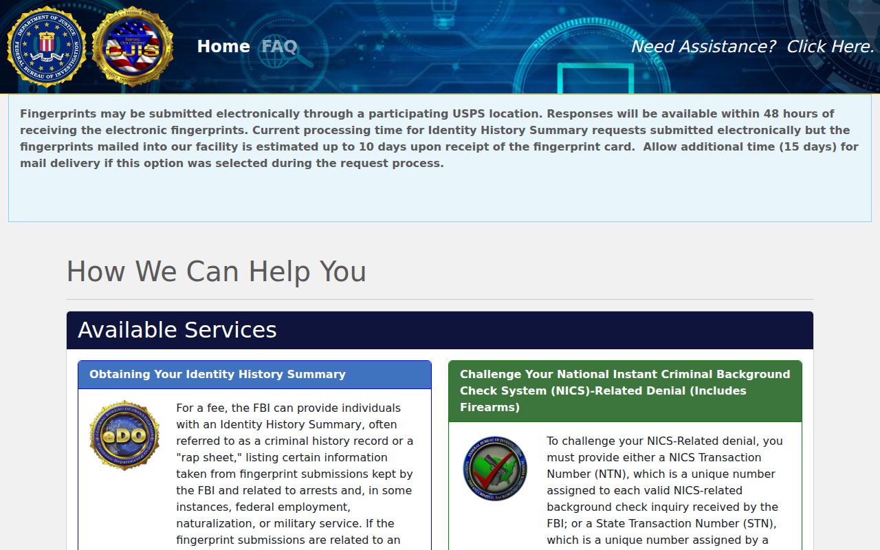 Clinton County criminal history FBI identity summary portal