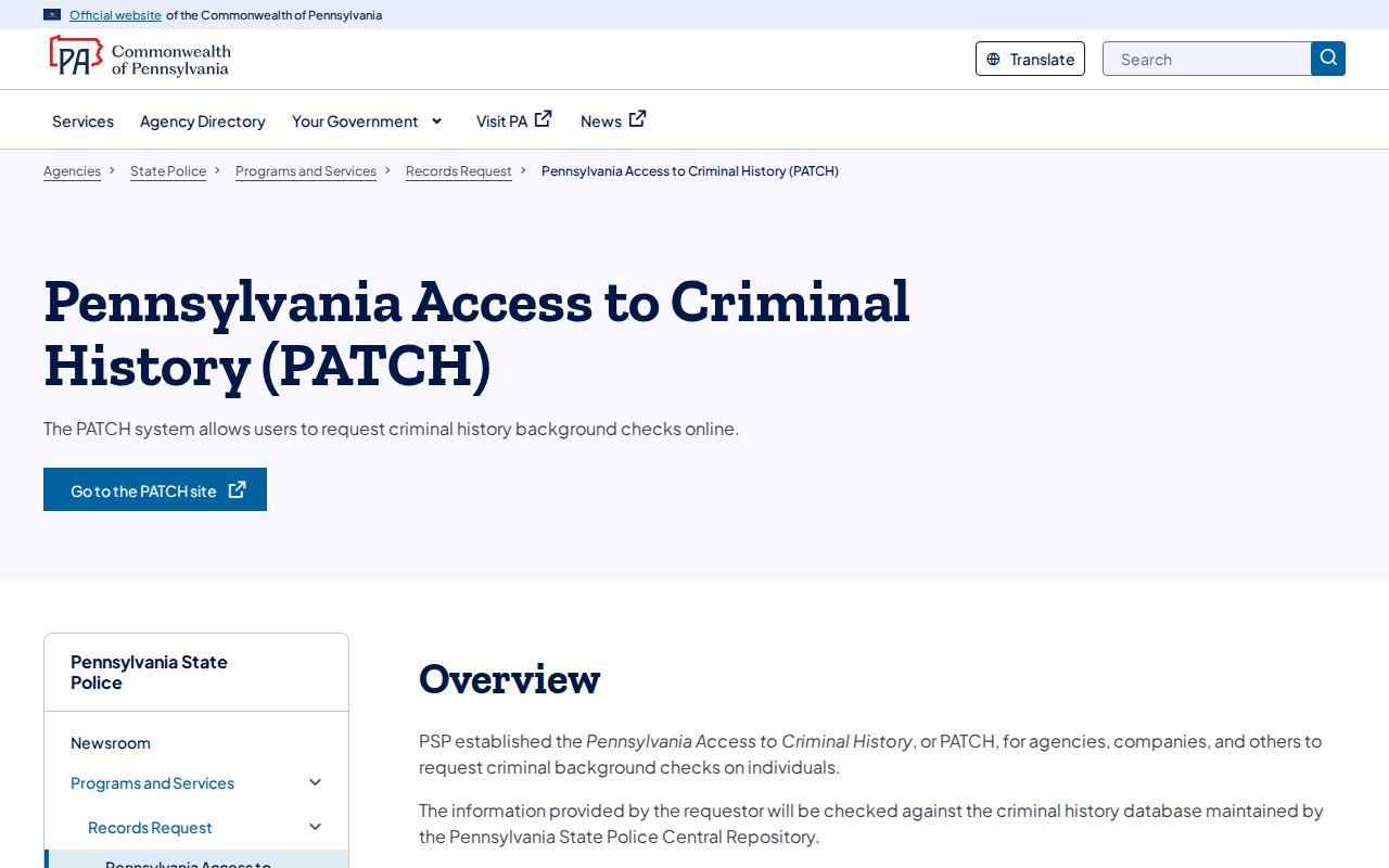 Clinton County criminal history PATCH portal