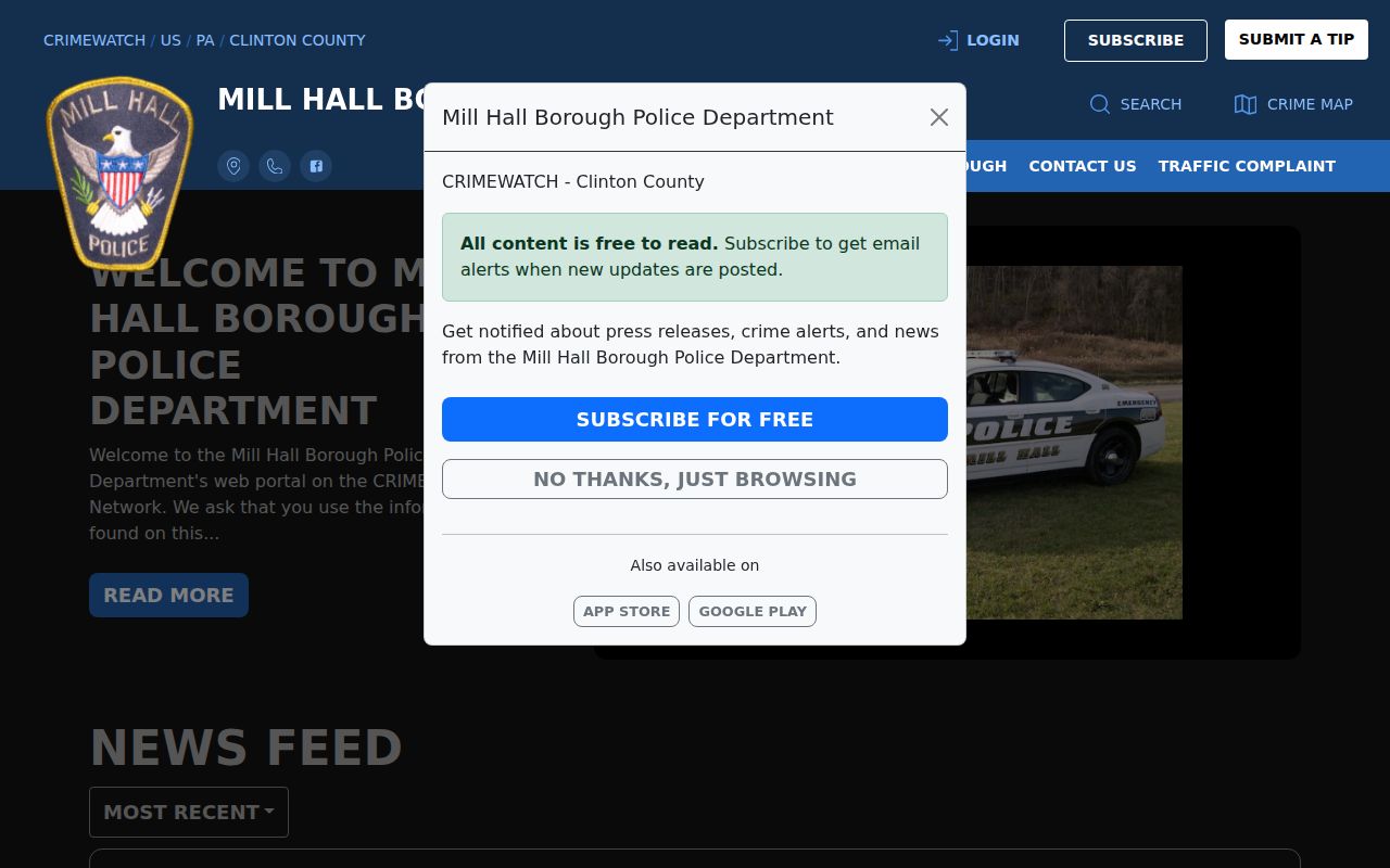 Mill Hall Borough Police CRIMEWATCH page